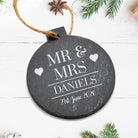 Personalised Mr & Mrs Wedding Day Slate Bauble