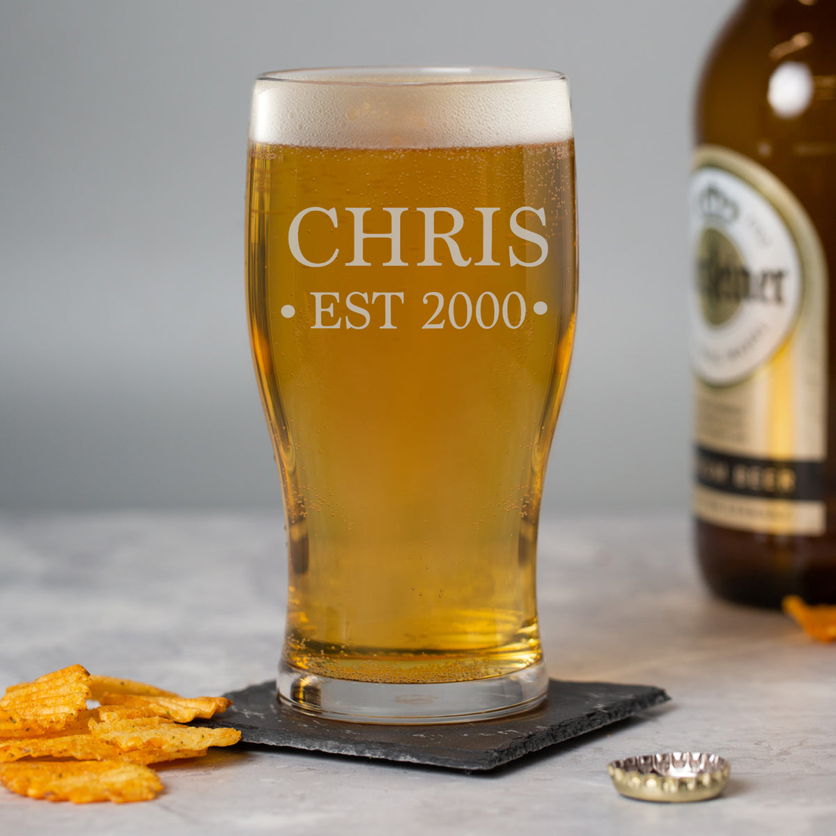 Personalised Name & Year Tulip Pint Glass – Spoken Gifts LTD