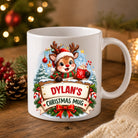 Personalised reindeer Christmas mug with the design printed on both sides