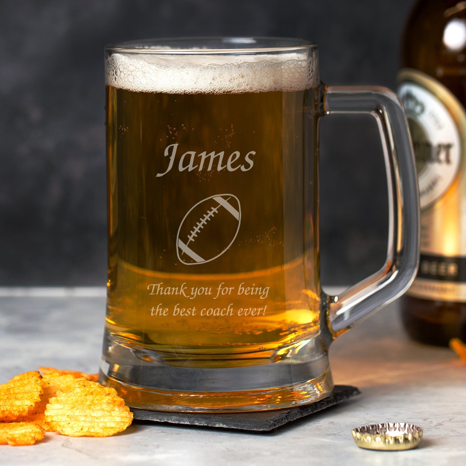 Personalised Rugby Glass Pint Stern Tankard - Beer Glasses