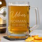 Personalised Usher Script Wedding Glass Pint Stern Tankard - Beer Glasses