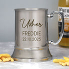 Personalised Usher Script Wedding Silver Stainless Steel Tankard - Stainless Steel Tankards