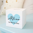 Personalised Blue Heart Wooden Money Box - Money Boxes