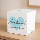 Personalised Blue Heart Wooden Money Box - Money Boxes