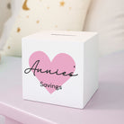 Personalised Pink Heart Wooden Money Box - Money Boxes