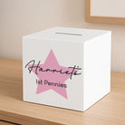 Personalised Pink Star Wooden Money Box - Money Boxes