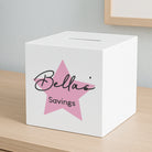 Personalised Pink Star Wooden Money Box - Money Boxes