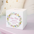 Personalised Colourful Floral Pink Wooden Money Box - Money Boxes