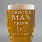 Personalised Groomsman Bow Tie Tulip Pint Glass - Beer Glasses