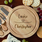 Personalised Heart Loop Cheese Board And Knives Set - Cheeseboard Sets