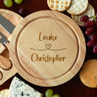 Personalised Heart Loop Cheese Board And Knives Set - Cheeseboard Sets