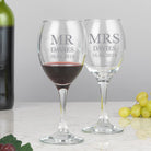 Personalised Mr & Mrs Wine Glasses & Gift Box Set - Wine Glasses