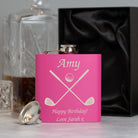Personalised Golf & Clubs 6oz Pink Hip Flask - Hip Flasks