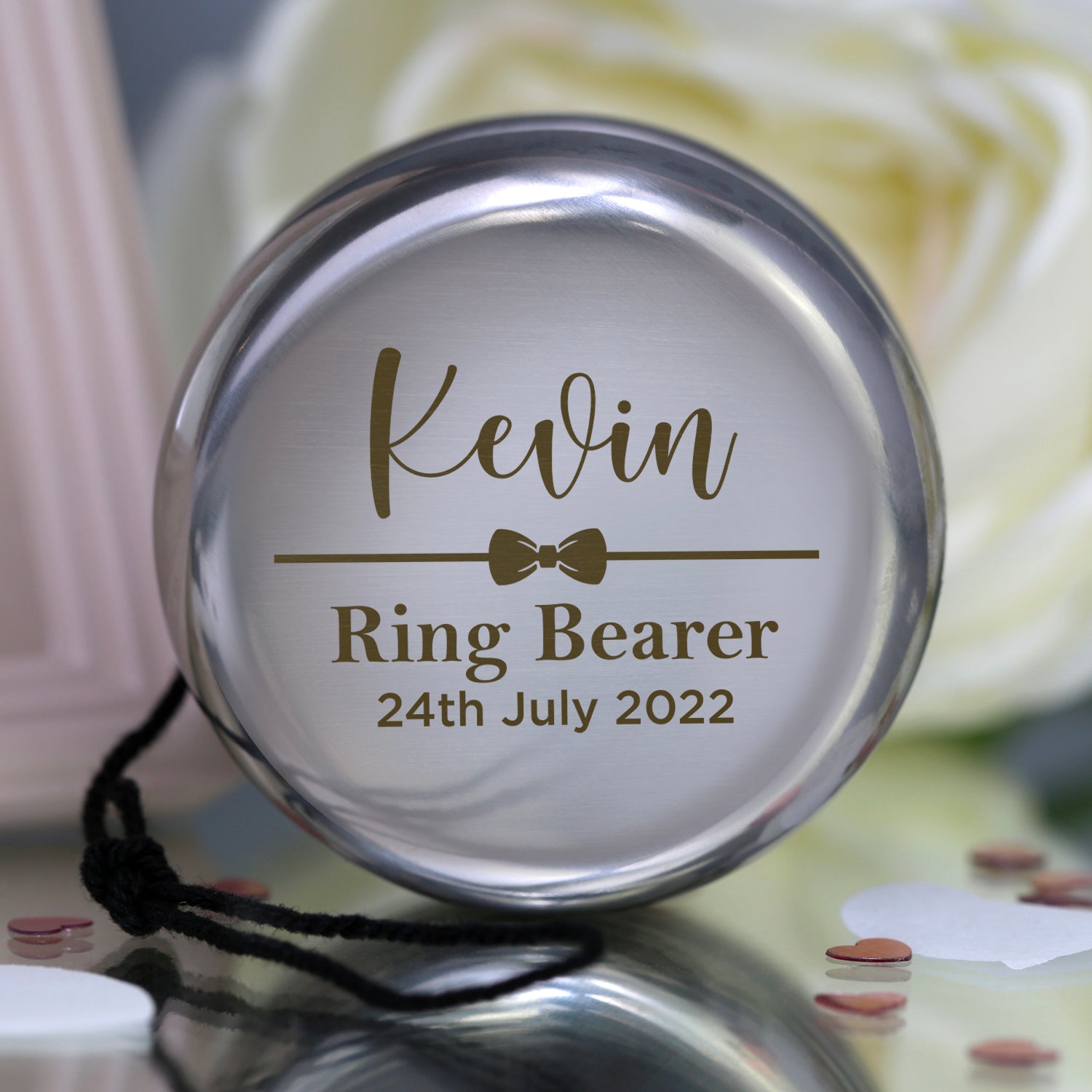 Personalised Ring Bearer Stainless Steel Yoyo Engraved – Spoken