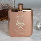 Personalised Golf & Tees 6oz Rose Gold Hip Flask - Hip Flasks