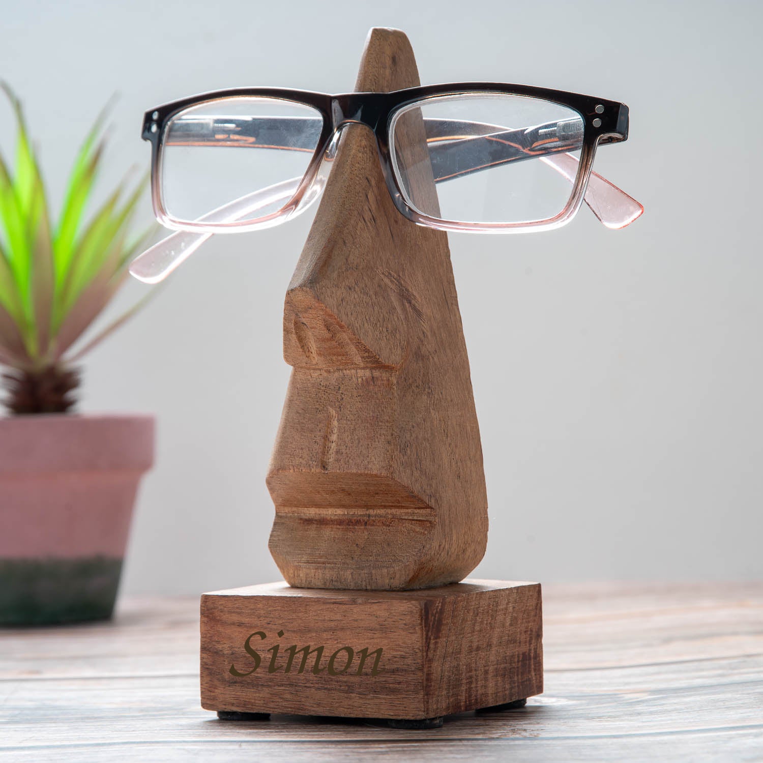 Personalised Name Wooden Nose-Shaped Glasses Holder