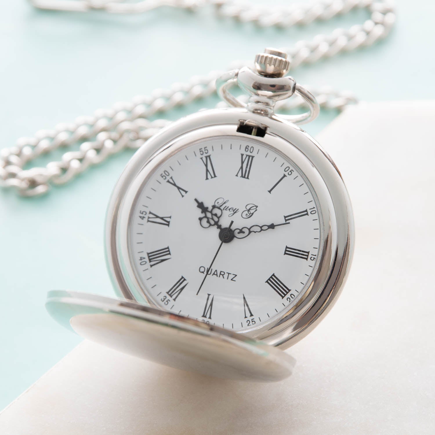 Personalised Name Silver Pocket Fob Watch – Spoken Gifts LTD