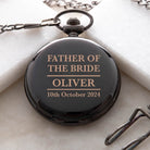 Personalised Father of the Bride Black Pocket Fob Watch - Pocket Watches