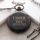Personalised Usher Black Pocket Fob Watch - Pocket Watches