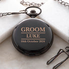 Personalised Groom Black Pocket Fob Watch - Pocket Watches