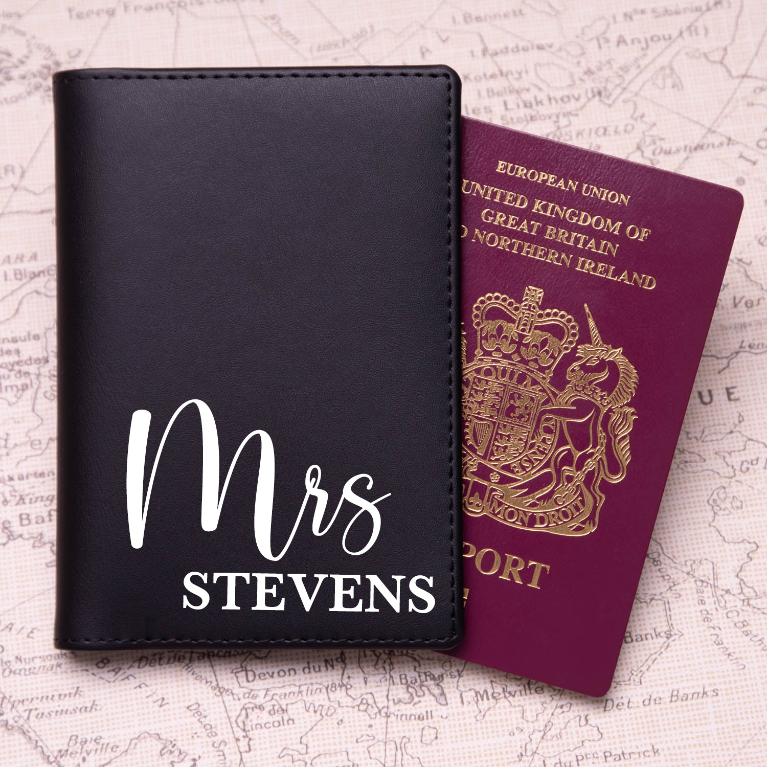 Personalised Wedding Black Passport Holders - Passport Holders