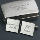 Personalised Groomsman Cufflinks & Gift Box - Silver Plated Square - Cufflinks