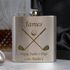 Personalised Golf & Clubs 6oz Silver Hip Flask - Hip Flasks