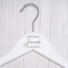 Personalised Mens Large Name White Wedding Hangers