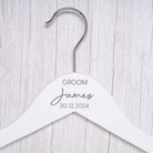 Personalised Mens Large Name White Wedding Hangers