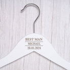 Personalised Mens White Wedding Hangers