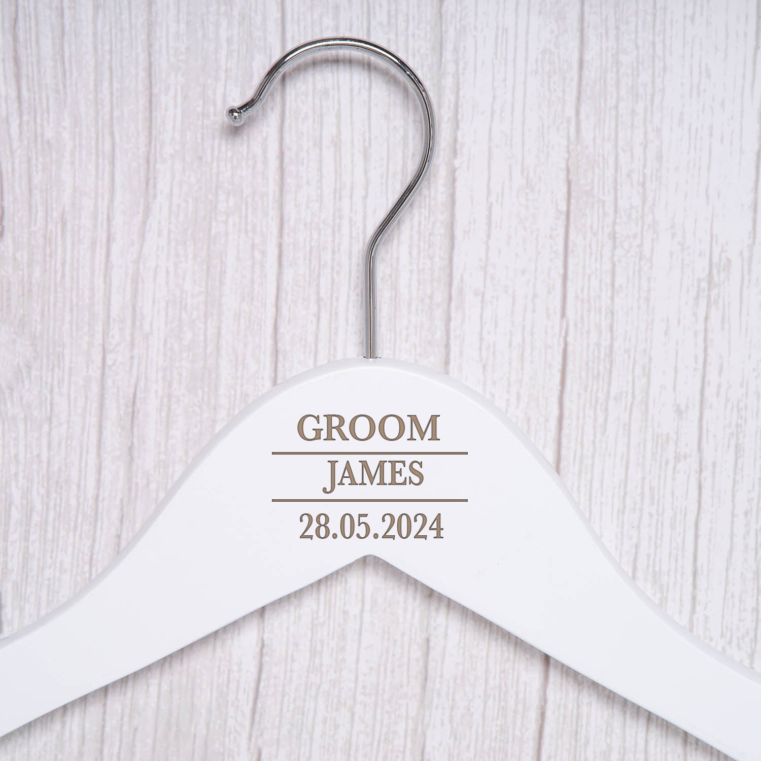 Personalised Mens White Wedding Hangers