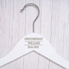 Personalised Mens White Wedding Hangers