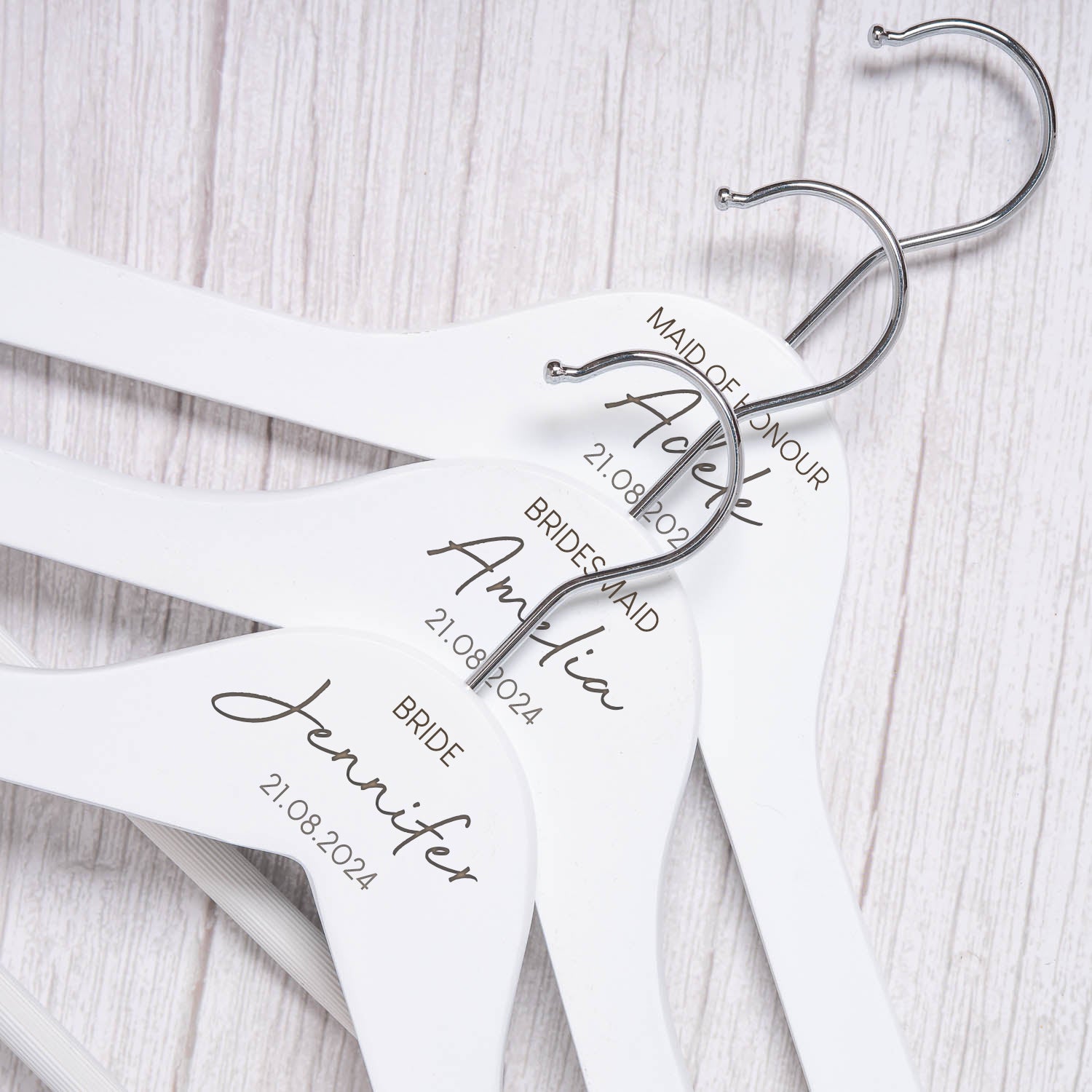 Personalised Womens Large Name White Wedding Hangers