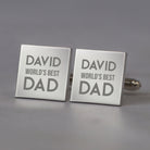Personalised Silver Square World’s Best Dad Cufflinks - Cufflinks