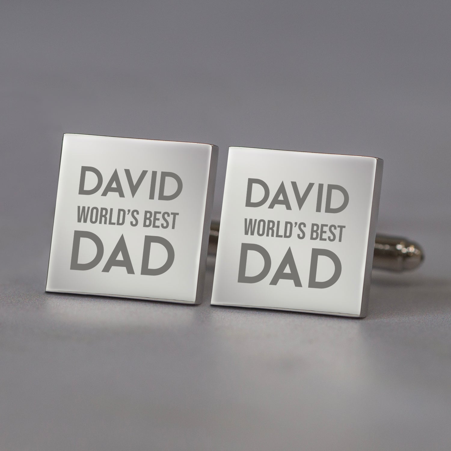 Personalised Silver Square World’s Best Dad Cufflinks - Cufflinks
