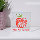 Personalised Best Teacher Ever Glass Square Block - Glass Block