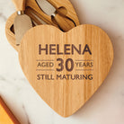 Personalised Birthday Aged Heart Cheese Board And Knives Set - Cheeseboard Sets
