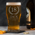 Personalised Birthday Crest Tulip Pint Glass - Beer Glasses