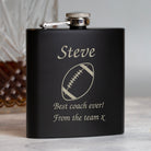 Personalised Rugby 6oz Black Hip Flask - Hip Flasks