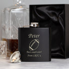 Personalised Rugby 6oz Black Hip Flask - Hip Flasks
