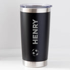Personalised Football Name Thermos Insulated Cup - Black - Thermos Water Bottles
