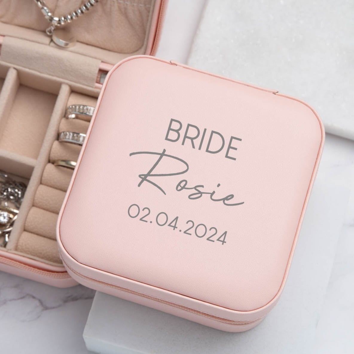 Personalised Bride Pink Jewellery Box – Spoken Gifts LTD