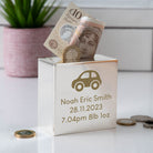 Personalised Nursey Car Square Money Box - Money Boxes