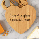Personalised Couples Names Heart Cheese Board And Knives Set - Cheeseboard Sets