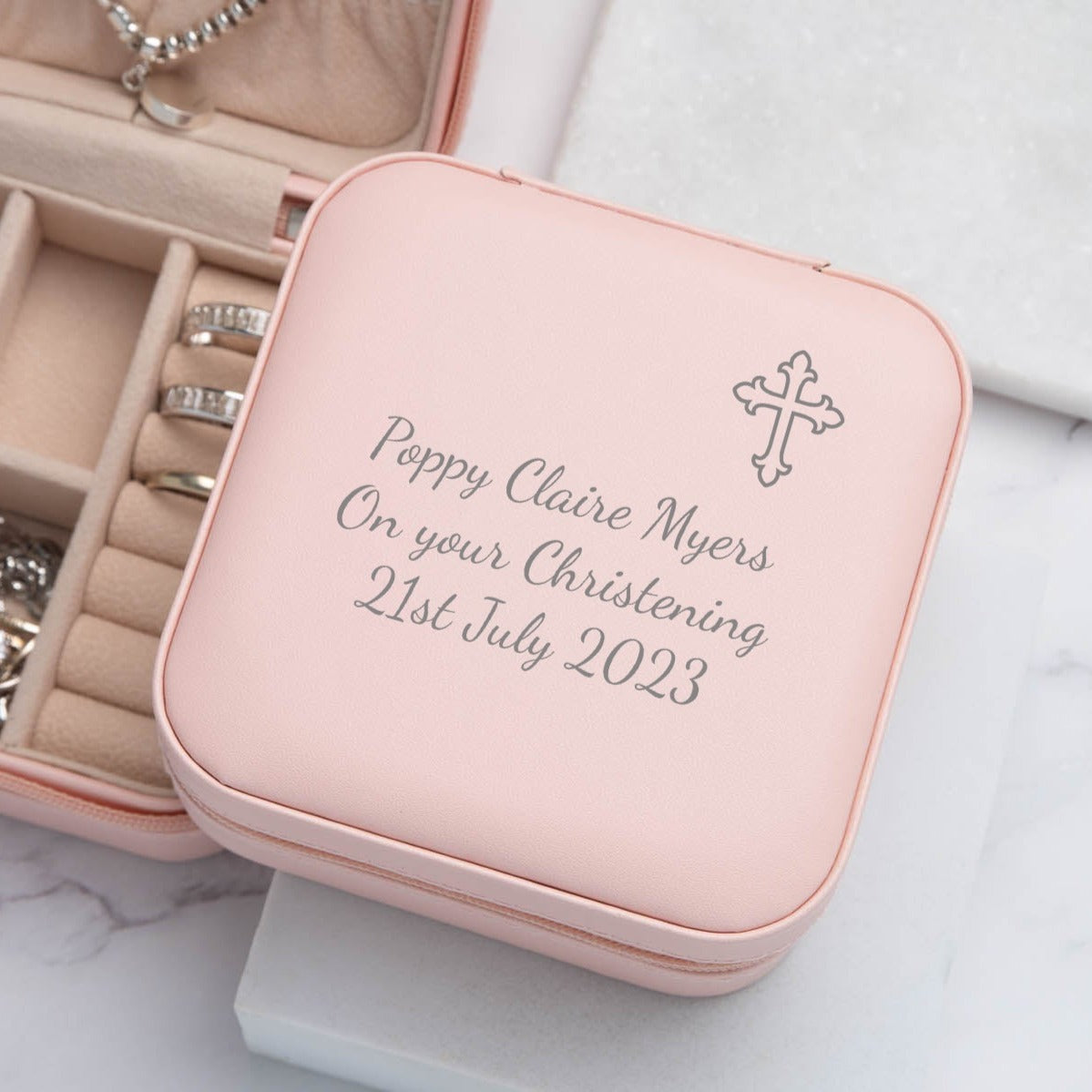 Personalised Cross Pink Jewellery Box – Spoken Gifts LTD