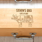Personalised Cuts Of Beef Wooden BBQ Tool Set - BBQ Sets