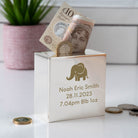 Personalised Elephant Square Money Box - Money Boxes
