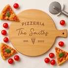 Personalised Family Pizzeria Large Round Pizza Board & Handle - Pizza Boards