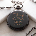 Personalised Father of the Bride Wedding Black Pocket Fob Watch - Pocket Watches