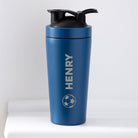 Personalised Football Name Protein Shaker Bottle - Blue - Protein Shaker Bottles